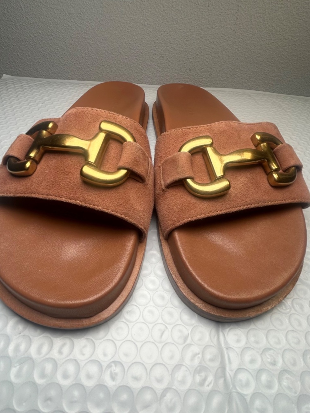 Boden Womens Iris Snaffle Sandal Size 8 Brown Leather Gold Bit Strap Slide - Picture 6 of 8